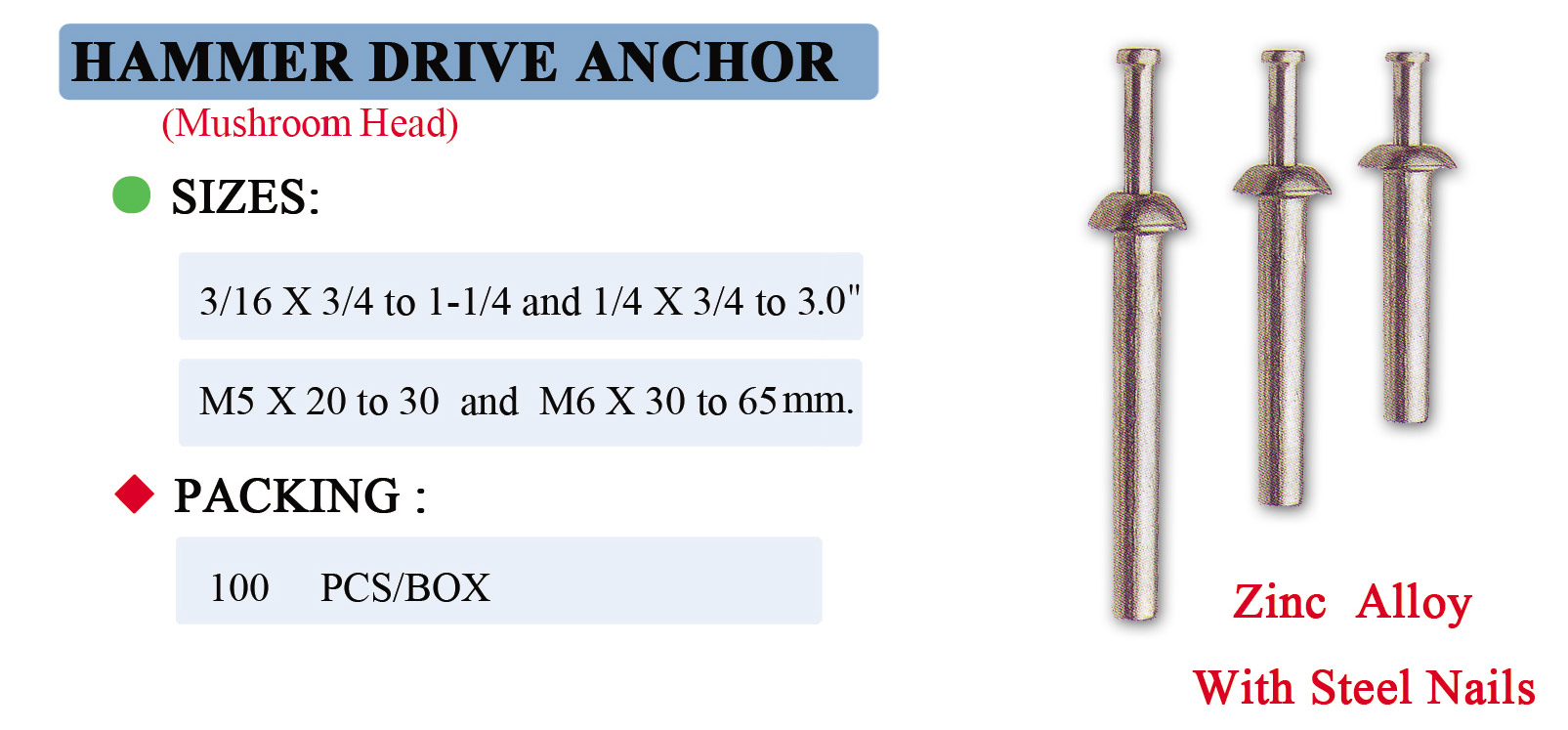 Zinc Hammer Drive Anchor